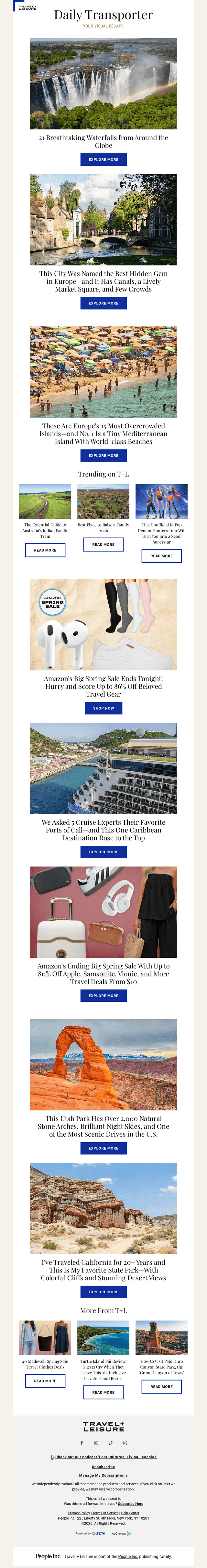 Travel + Leisure email from Wed, Apr 1, 2026