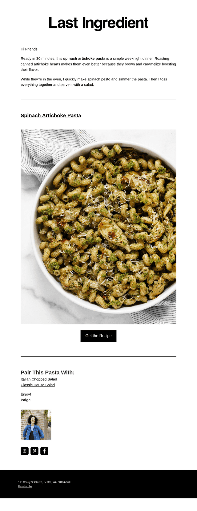 Spinach Artichoke Pasta