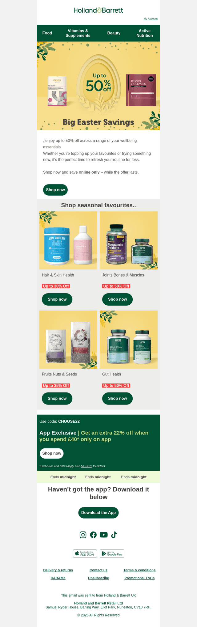 Holland & Barrett email from Wed, Apr 1, 2026