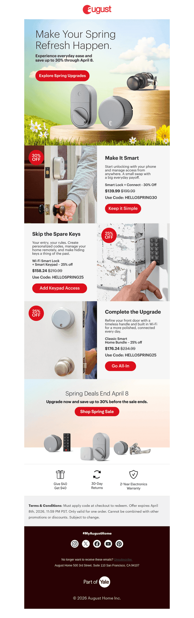 August Home email from Wed, Apr 1, 2026