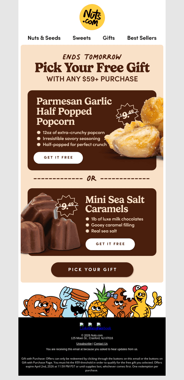One more day to pick your freebie! 🍿🍫