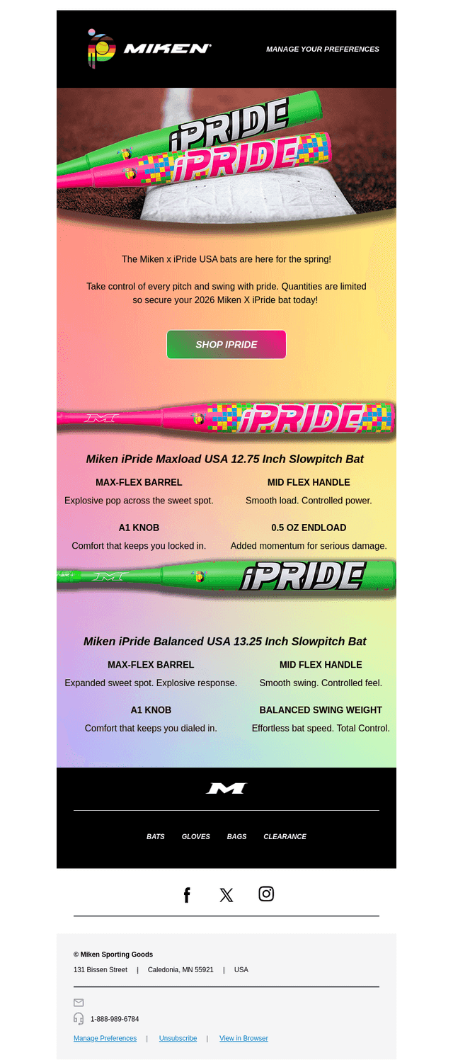 Miken Sports email from Wed, Apr 1, 2026