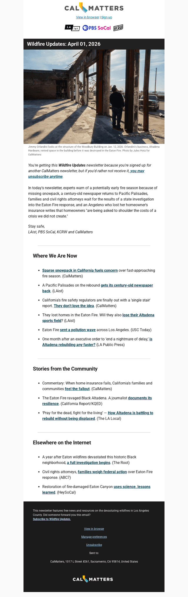 Calm email from Wed, Apr 1, 2026