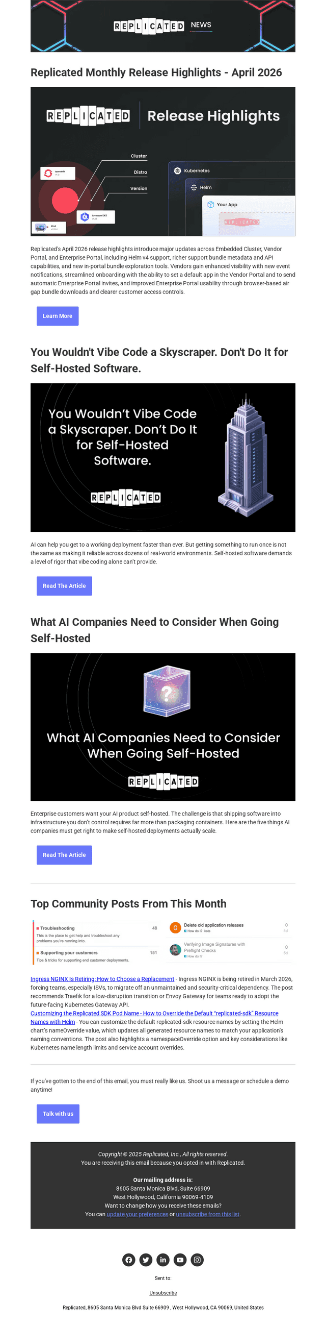 Replicated Newsletter: April 2026