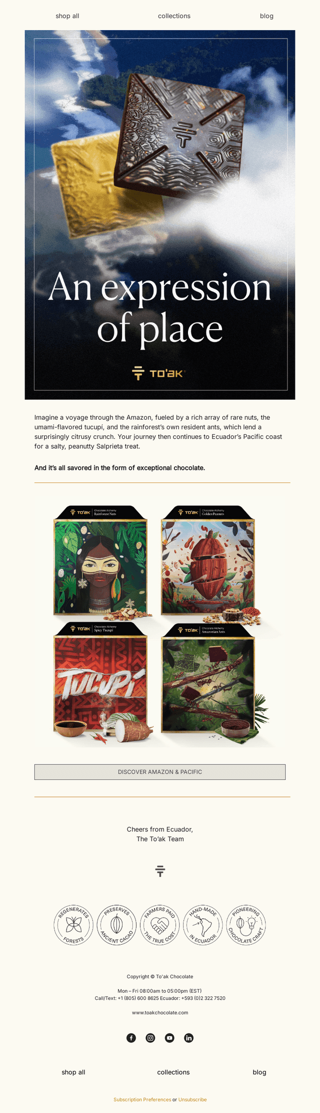 The Amazon & Pacific—in chocolate form