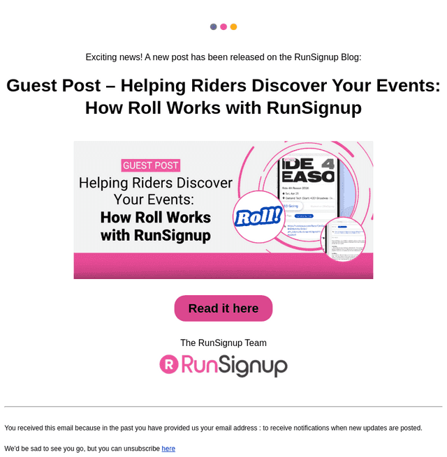 RunSignUp email from Thu, Apr 2, 2026