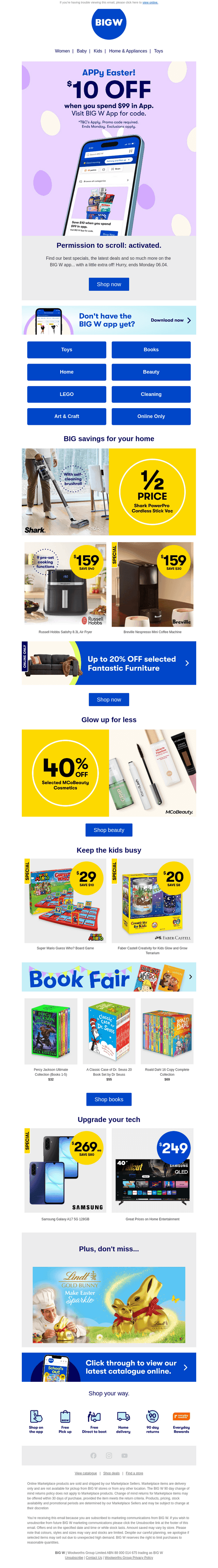 BIG W email from Thu, Apr 2, 2026