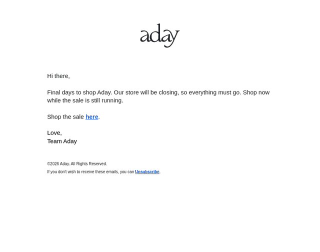 Aday is closing