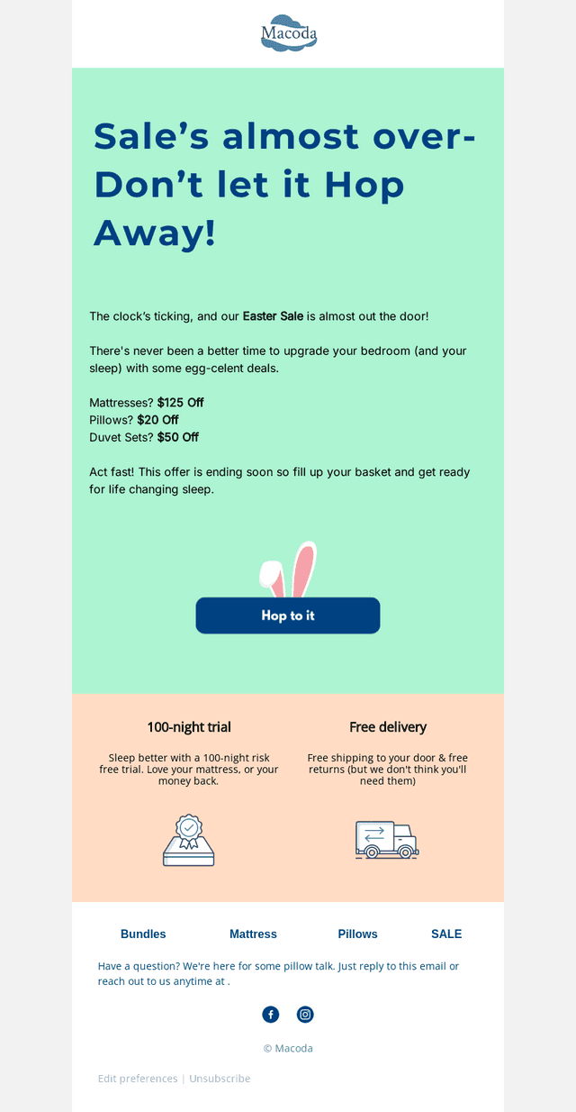 Macoda Mattress email from Thu, Apr 2, 2026