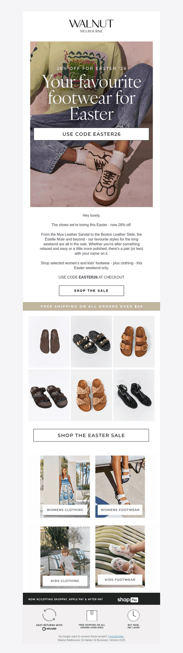 Walnut Melbourne email from Thu, Apr 2, 2026
