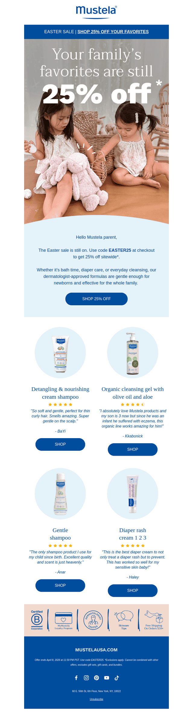 Mustela USA email from Fri, Apr 3, 2026