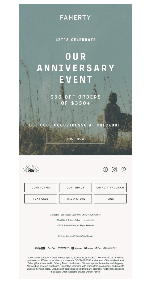 Faherty Brand email from Fri, Apr 3, 2026