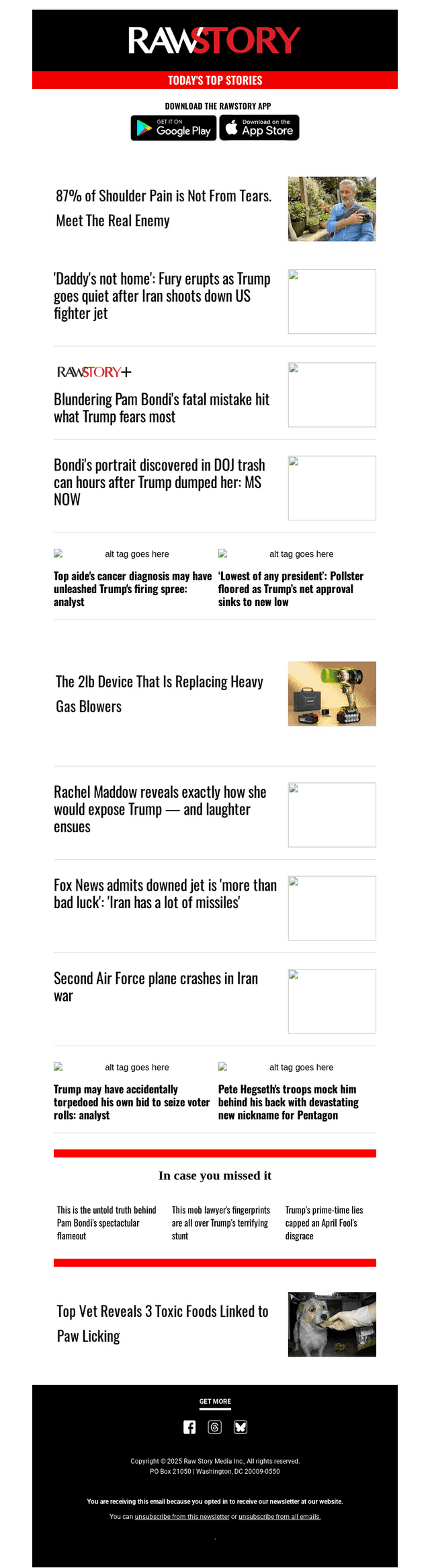 Raw Story email from Fri, Apr 3, 2026