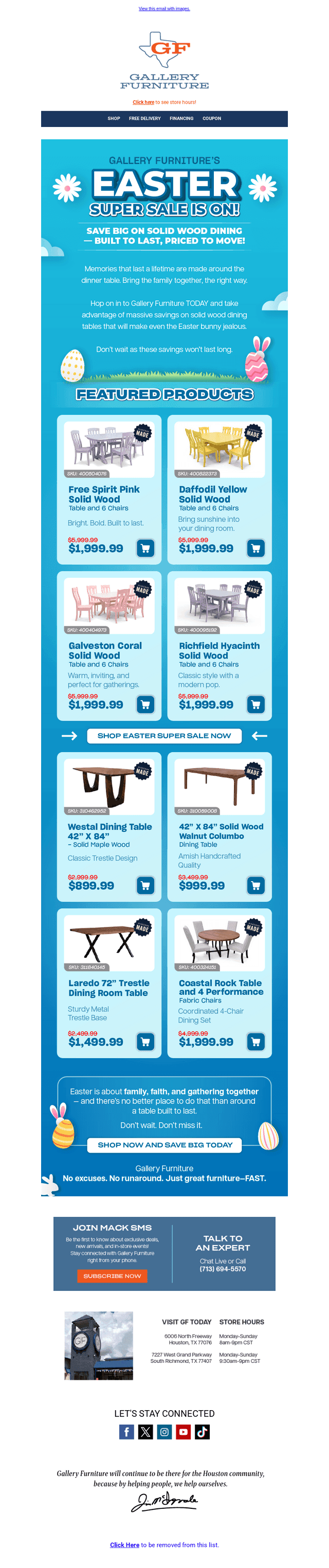 Gallery Furniture email from Sat, Apr 4, 2026