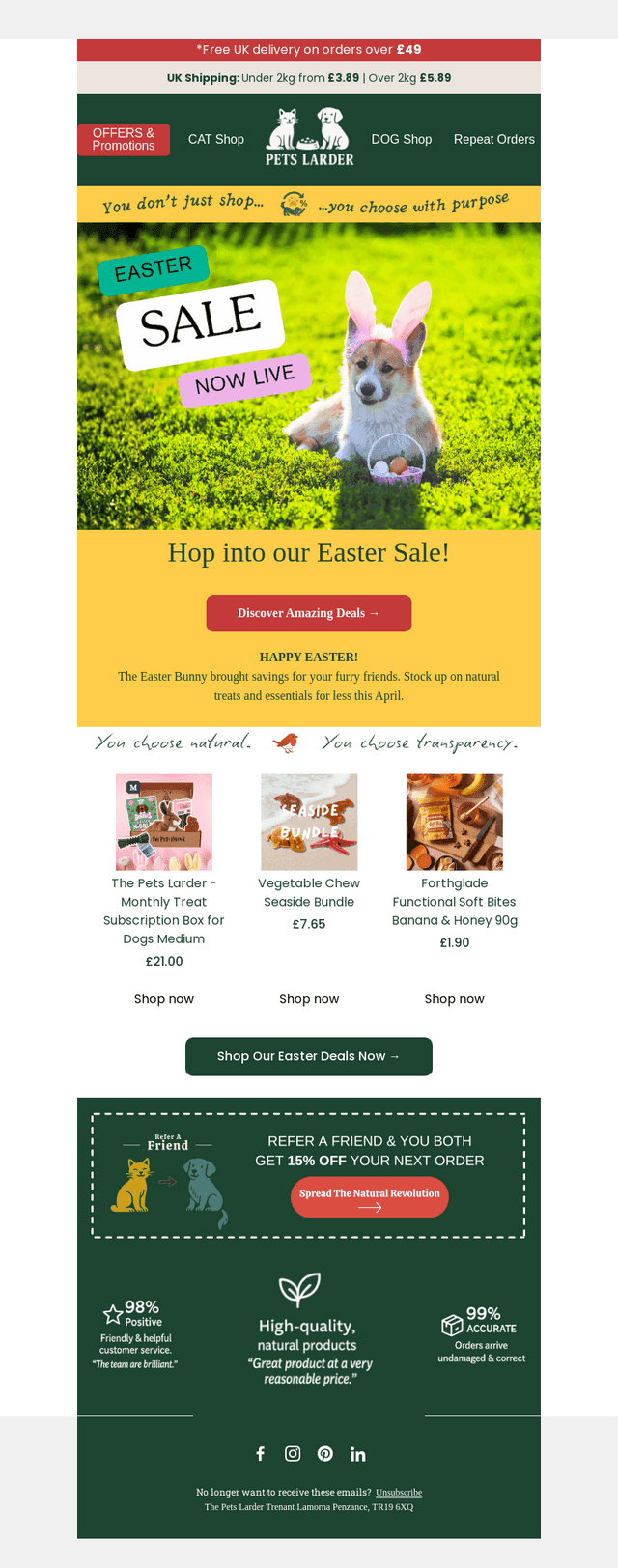 The Pets Larder email from Sat, Apr 4, 2026