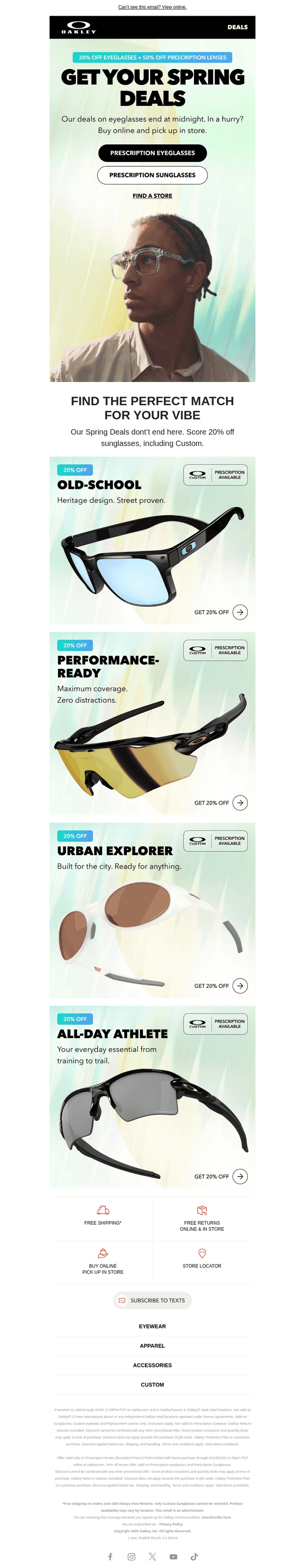 Last Day For 30% Off Eyeglasses