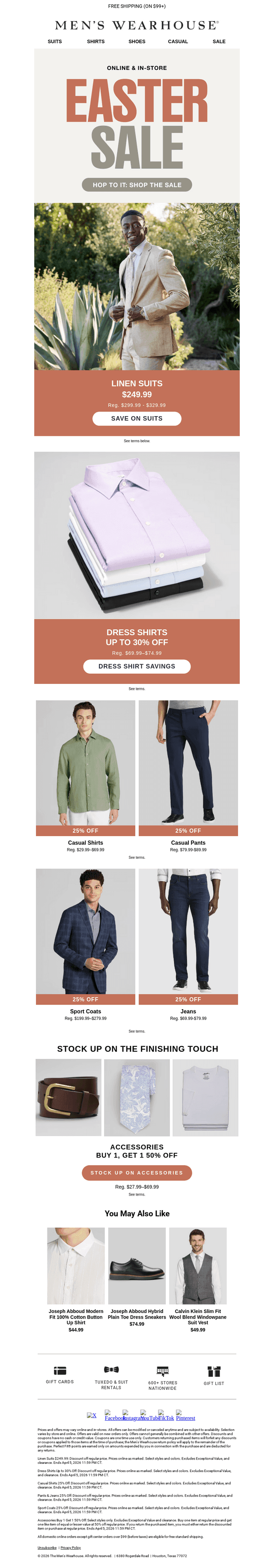 Men's Wearhouse email from Sat, Apr 4, 2026
