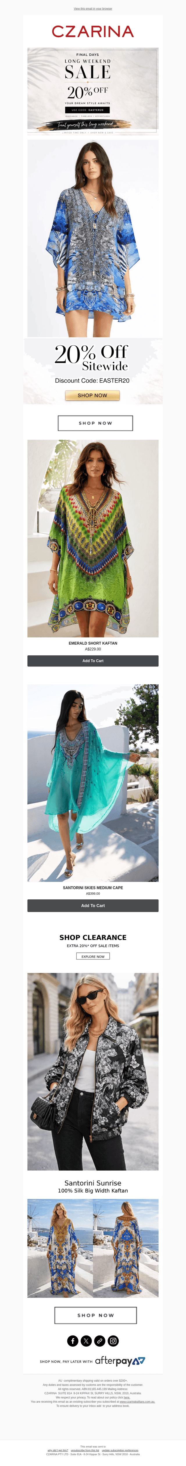 Czarina email from Sat, Apr 4, 2026