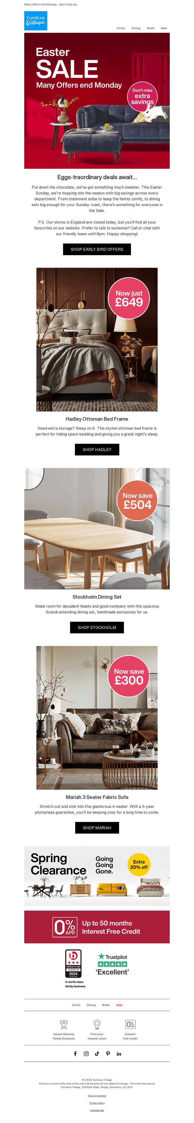 Furniture Village email from Sun, Apr 5, 2026