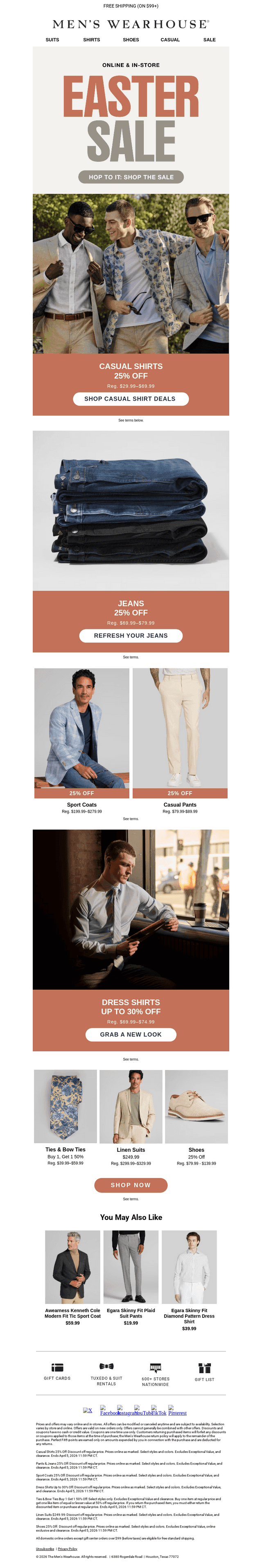 Men's Wearhouse email from Sun, Apr 5, 2026