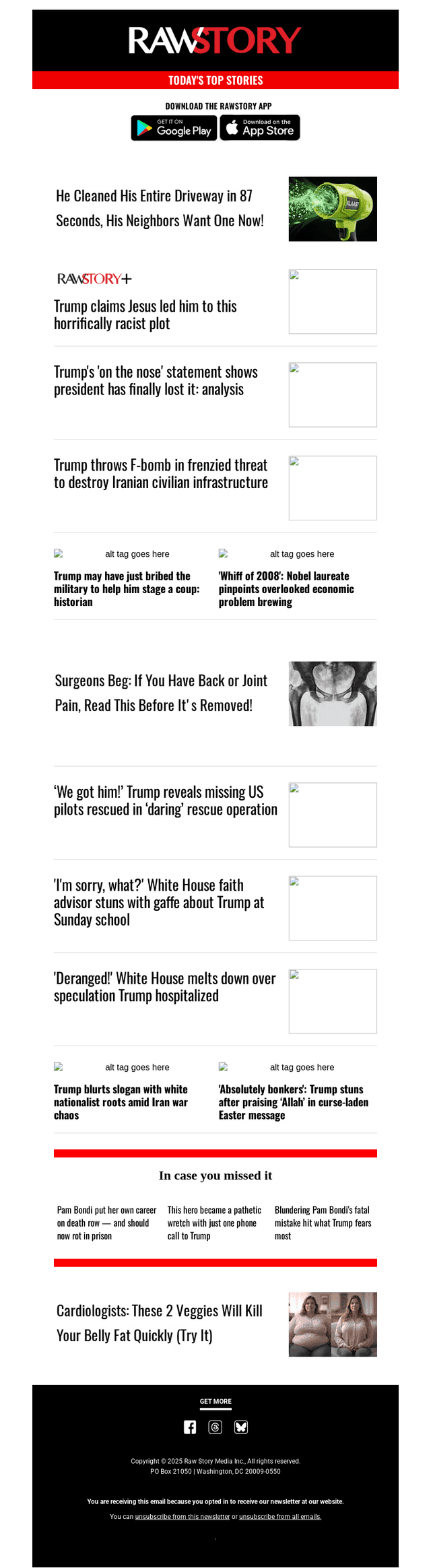 Raw Story email from Sun, Apr 5, 2026