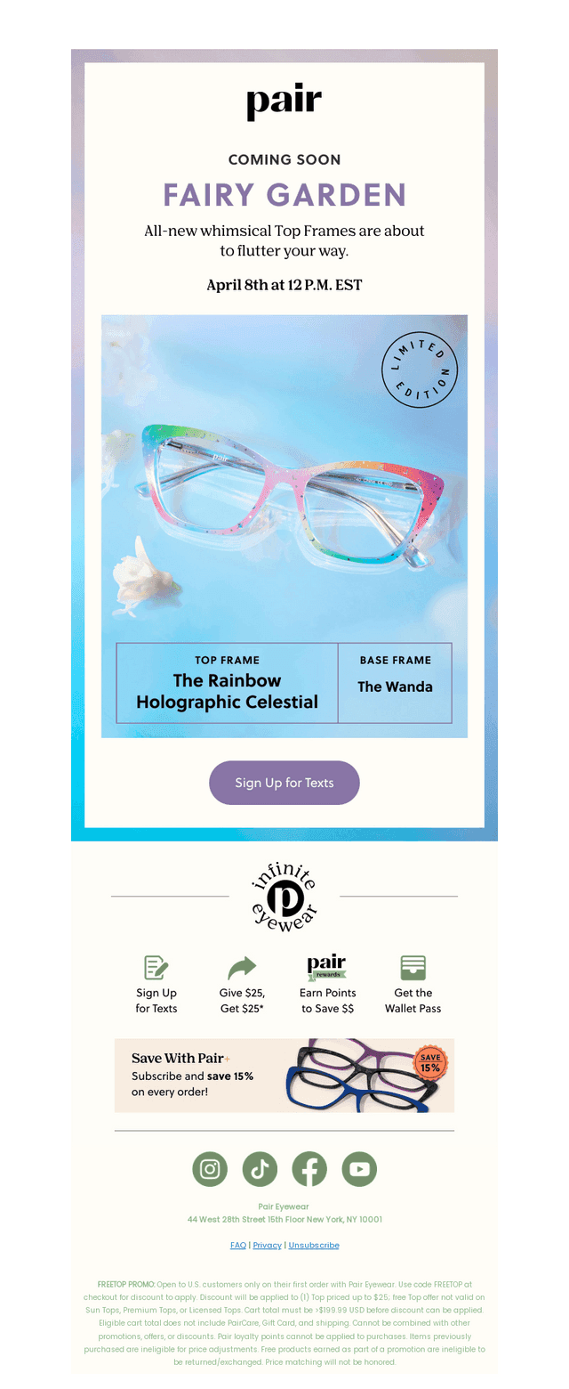 Pair Eyewear email from Sun, Apr 5, 2026