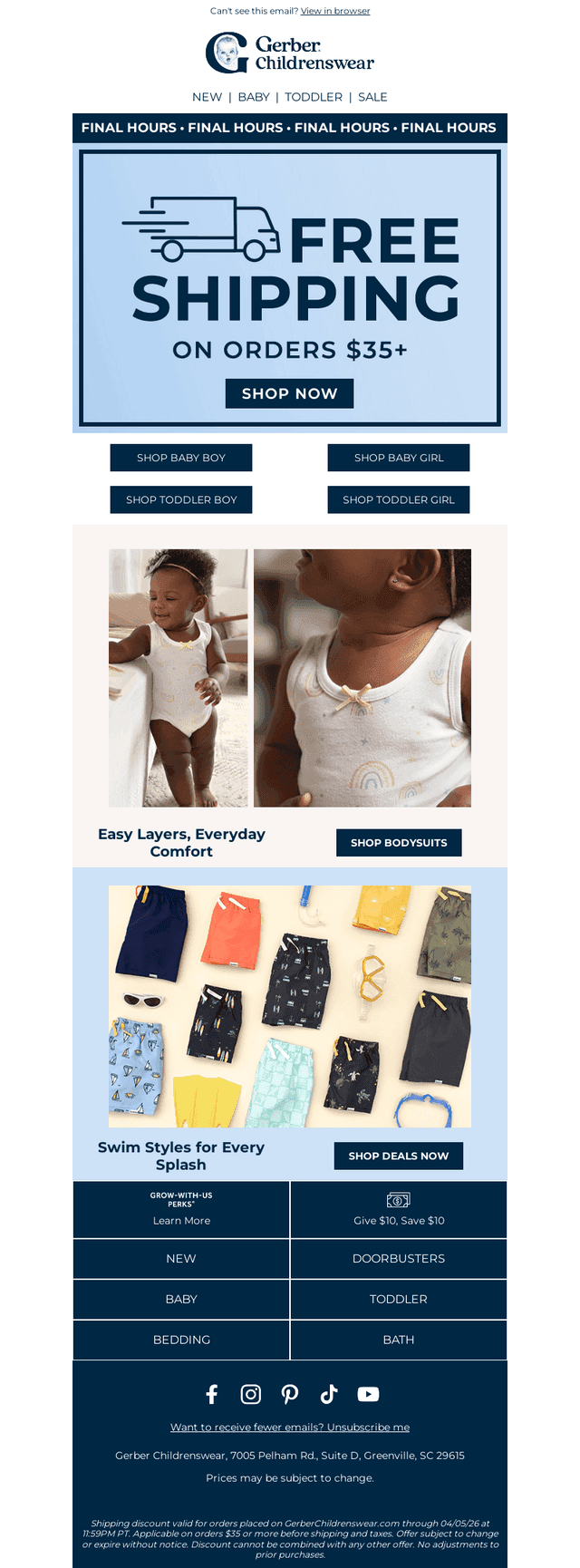 Final Hours for FREE Shipping!