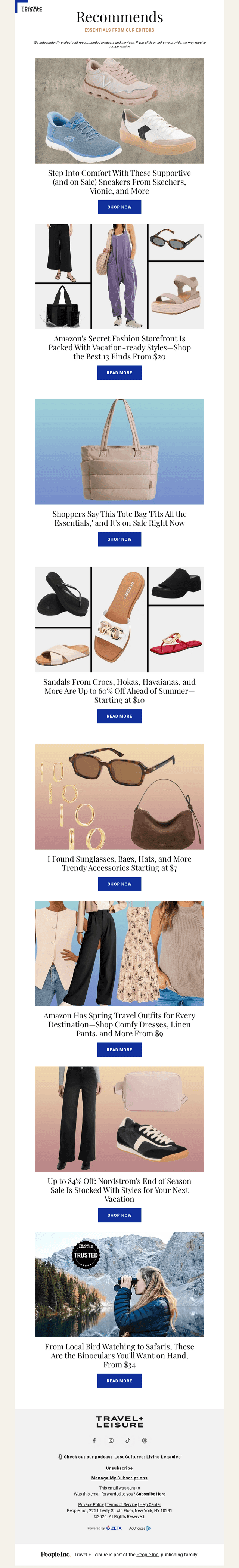 Travel + Leisure email from Sun, Apr 5, 2026