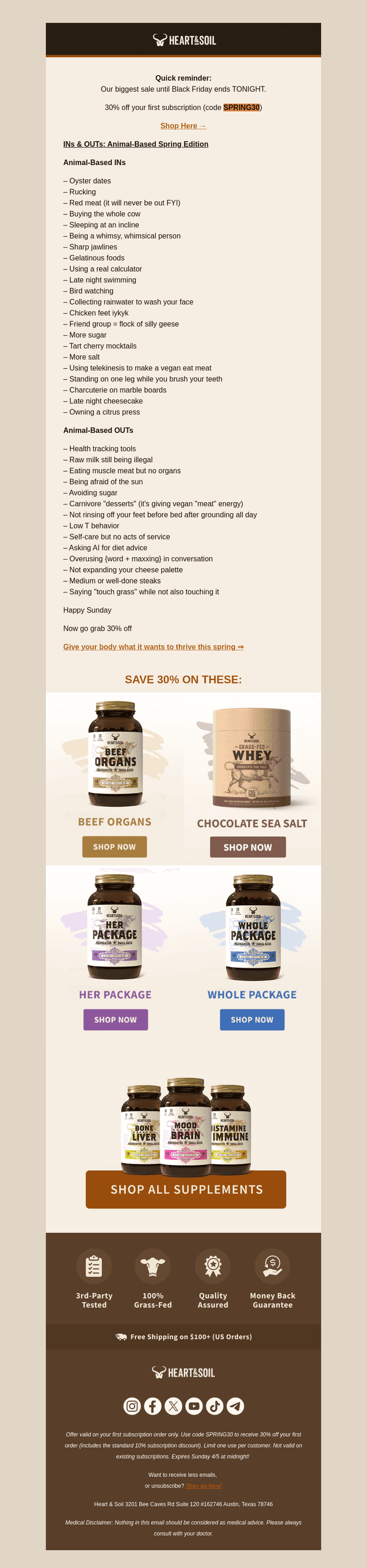 Animal-Based INs & OUTs (Spring Edition)