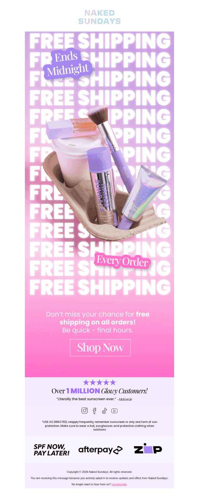 Final Call for FREE Shipping 🤍