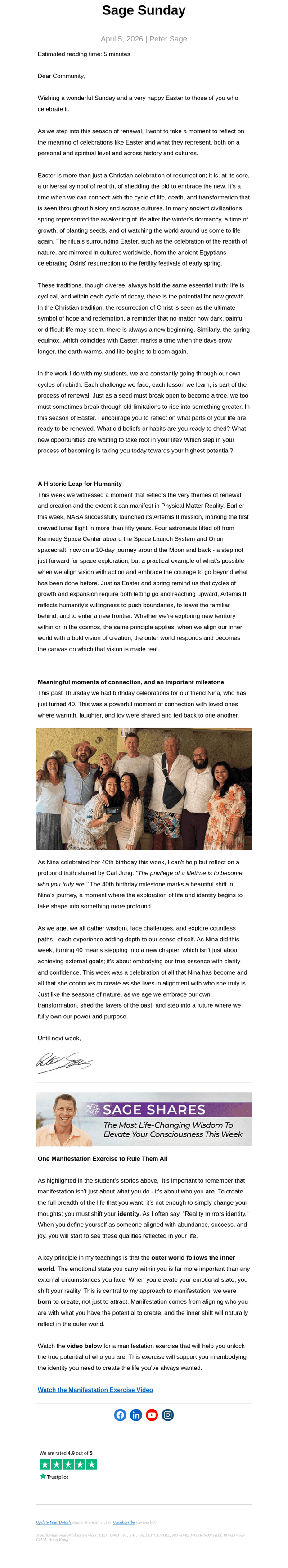 Peter Sage email from Sun, Apr 5, 2026