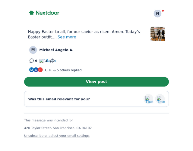 Next email from Sun, Apr 5, 2026