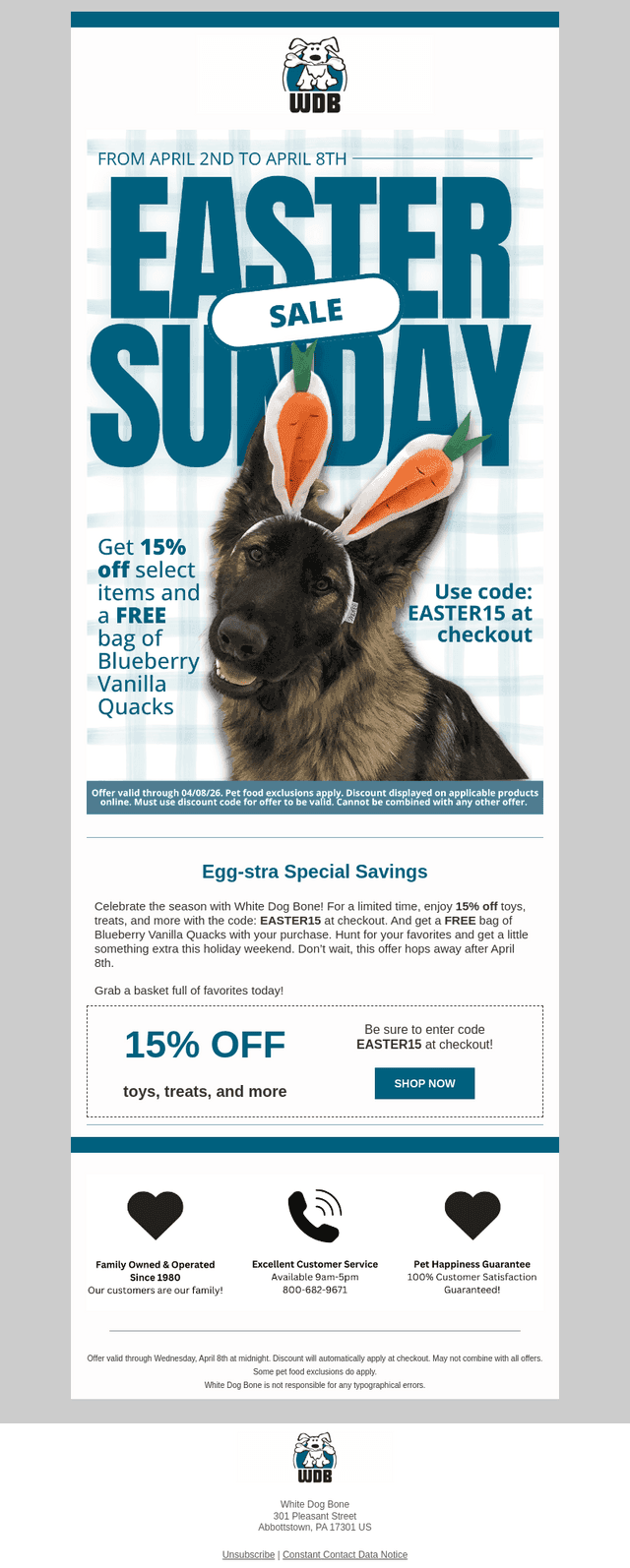 White Dog Bone email from Sun, Apr 5, 2026