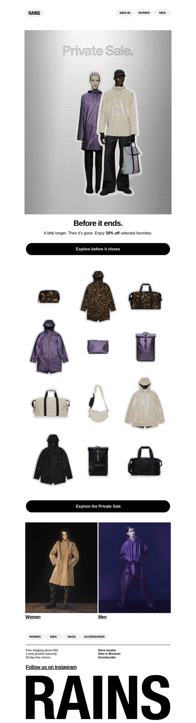 Private Sale is closing.