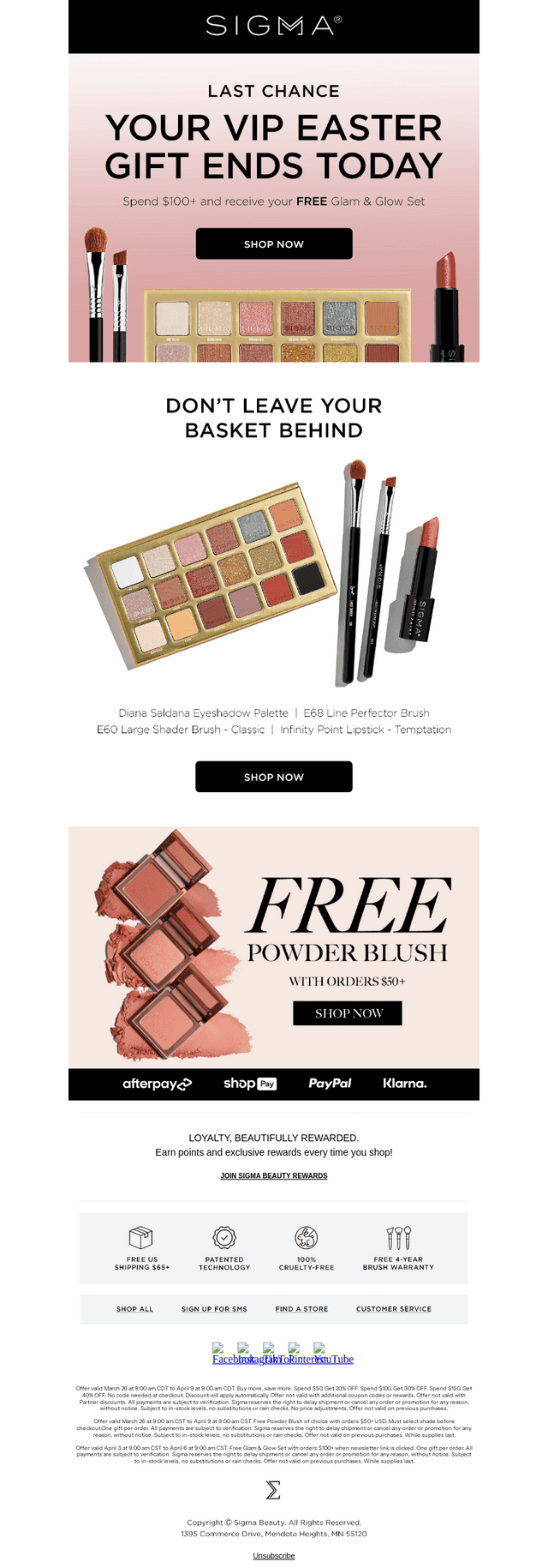 Sigma Beauty email from Mon, Apr 6, 2026