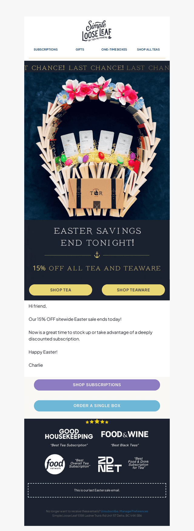 Simple Loose Leaf email from Mon, Apr 6, 2026