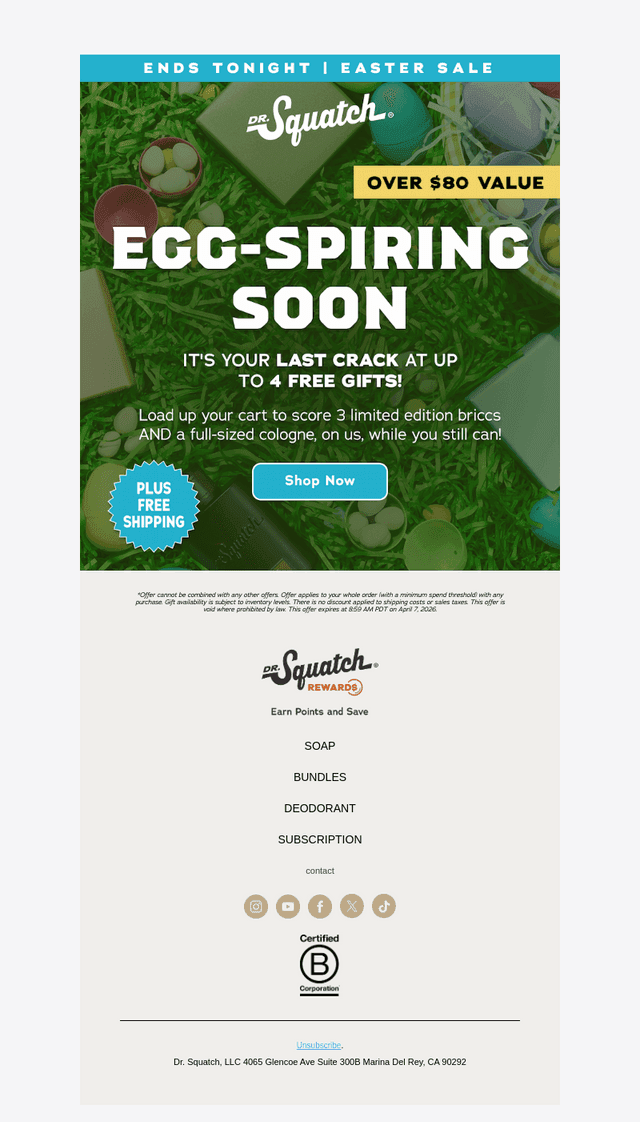 Dr. Squatch email from Mon, Apr 6, 2026