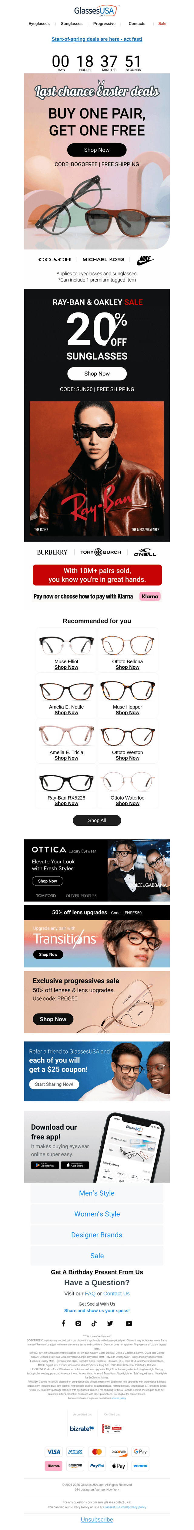 Glasses USA email from Mon, Apr 6, 2026