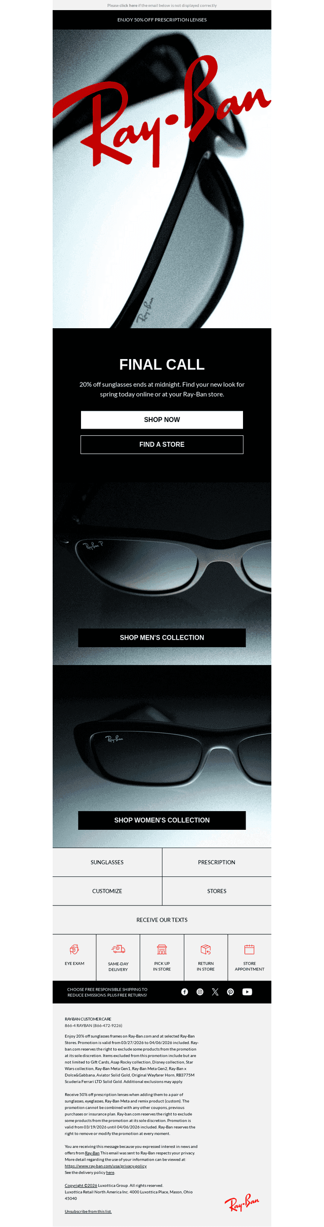 Last Day: 20% off Sunglasses