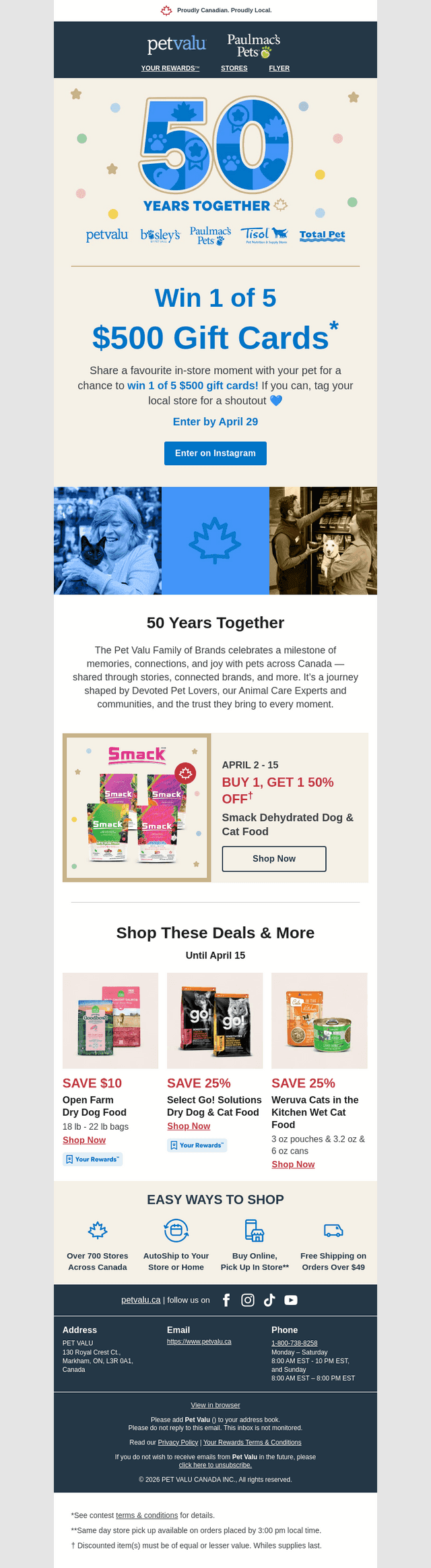 Pet Valu email from Mon, Apr 6, 2026