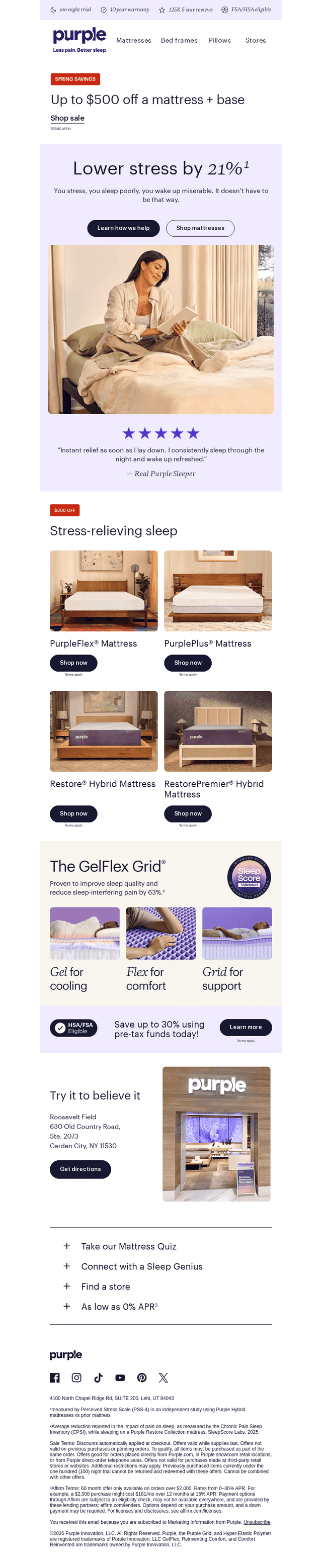 This mattress helps lower stress