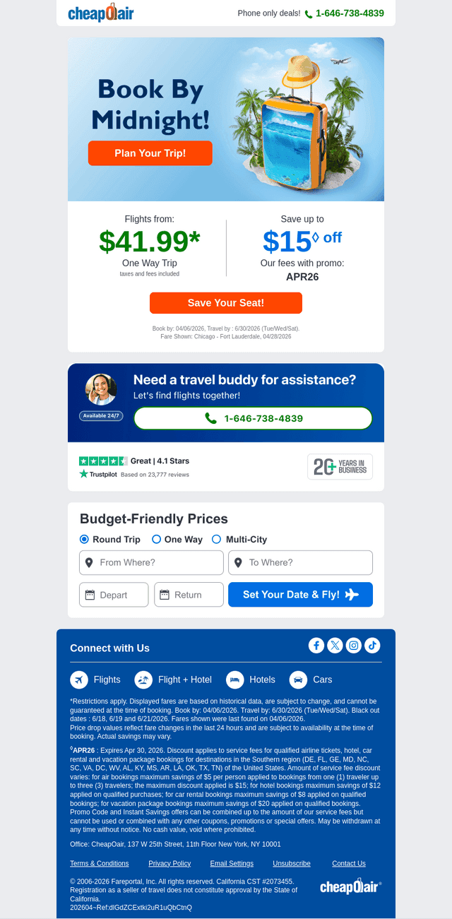 Book by Midnight! Fly from $41.99
