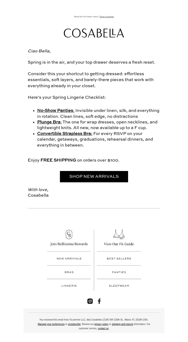 Cosabella email from Mon, Apr 6, 2026