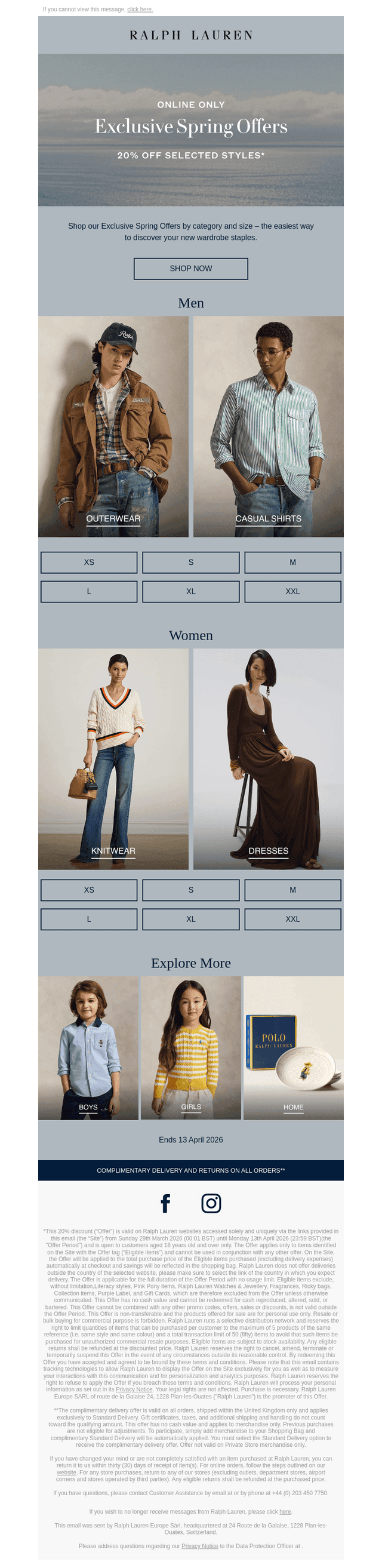 Ralph Lauren email from Tue, Apr 7, 2026