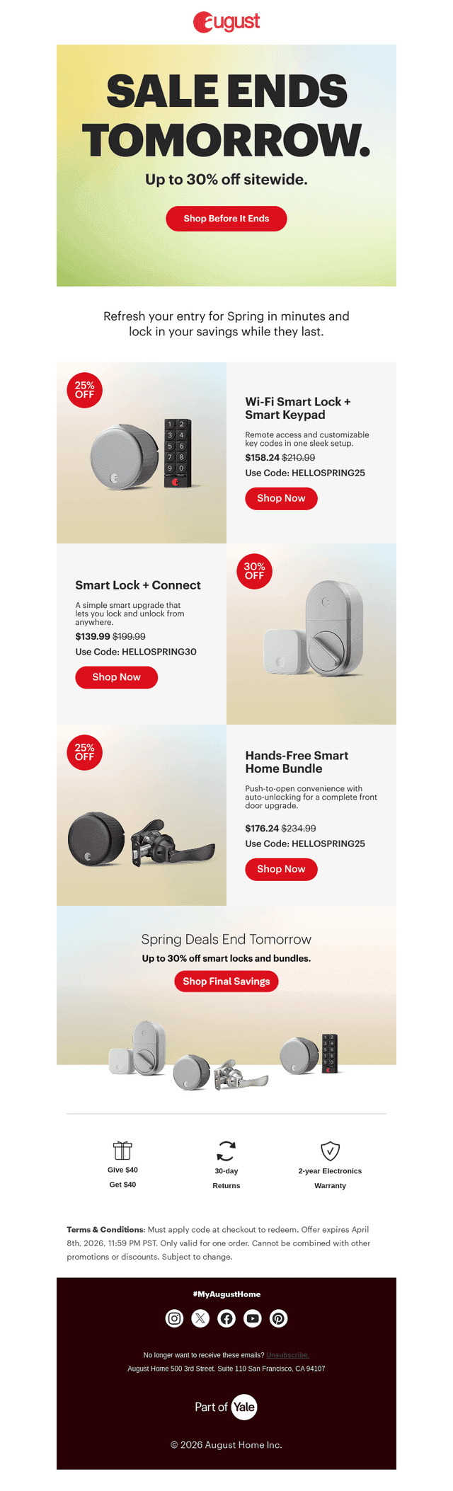 August Home email from Tue, Apr 7, 2026