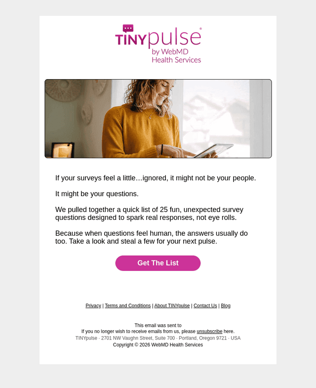TINYpulse email from Tue, Apr 7, 2026