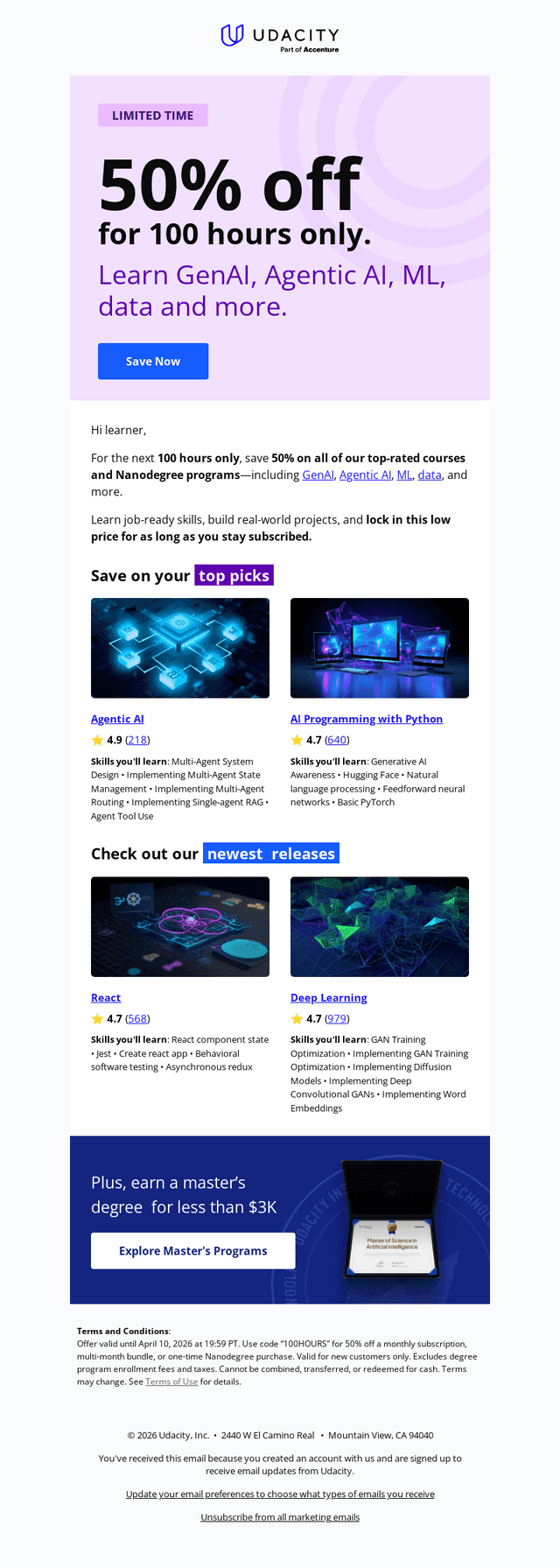 Udacity email from Tue, Apr 7, 2026