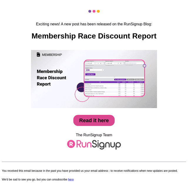RunSignUp email from Tue, Apr 7, 2026