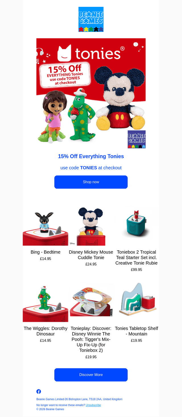 Beanie Games email from Wed, Apr 8, 2026
