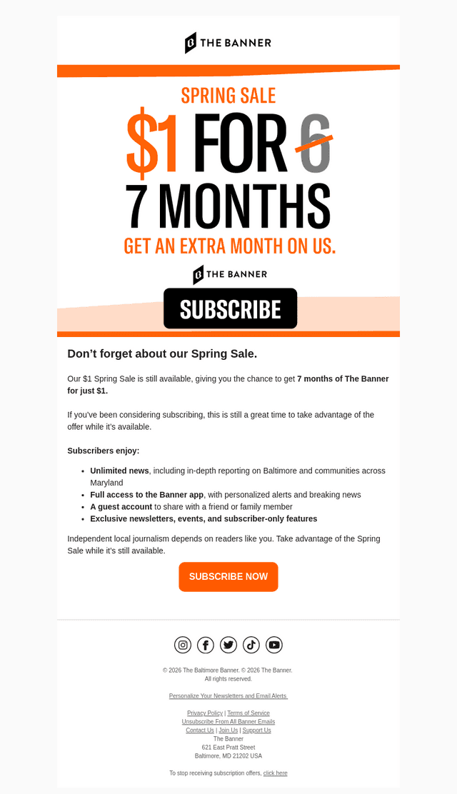 The Baltimore Banner email from Wed, Apr 8, 2026